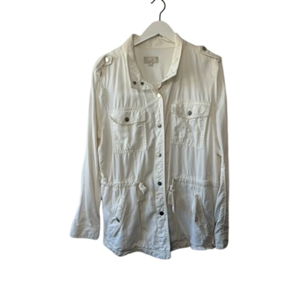 Loft Cream Snap Closure Drawstring Utility Jacket… - image 1